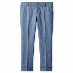 PRESTIGE 100% Linen Pleat-Front Cuffed Trouser Pant Sz 36 Blue Coast Resortwear
